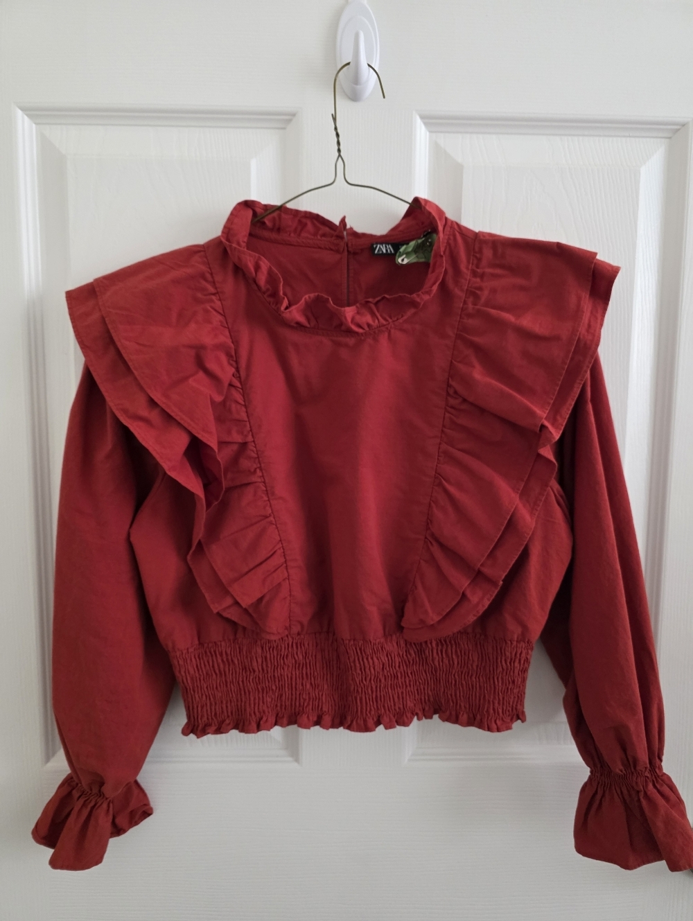Zara Rust Ruffled Crop Blouse - Picture 9 of 9